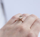 champagne diamond solitaire rose recycled gold handmade engagement ring