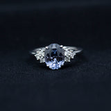 2.56ct Oval Purple Spinel and Diamond Cluster Ring In 14k White Gold