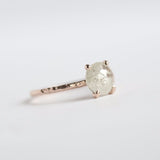 rosecut grey diamond galaxy diamond rose gold hand carved dainty engagement ring