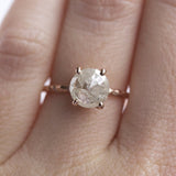 evergreen collection rosecut grey diamond galaxy diamond rose gold hand carved dainty engagement ring