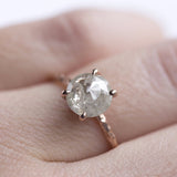 rosecut grey diamond galaxy diamond rose gold hand carved dainty engagement ring