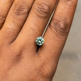 1.50CT ROUND PRECISION CUT MONTANA SAPPHIRE, LIGHT TEAL GREEN BLUE, 6.80X4.49MM