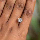 2.11CT ROUND SALT AND PEPPER DIAMOND, MEDIUM GREY, GARDEN INCLUSIONS, 7.67X5.30MM