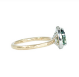 1.31ct Parti Pear Green Sapphire in Two-Tone Yellow and White Evergreen Prong Set Halo Ring