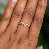 Dainty Micro Stacker - Green Sapphire & Diamond Stacking Ring in 14k Yellow Gold