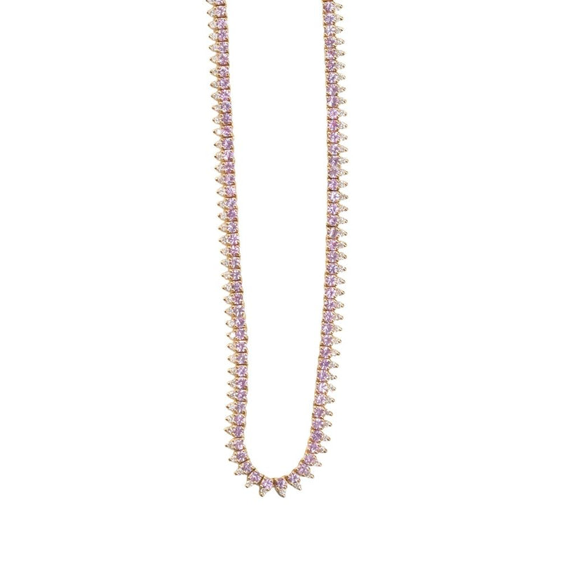 3ctw Pink Sapphire and Diamond "Collar" Tennis Necklace in 14k Yellow Gold