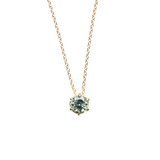 0.90ct Green Madagascar Sapphire Six Prong Necklace in 14k Yellow Gold