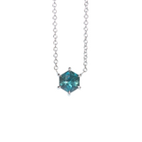 5.32mm Icy Blue Hexagon Sapphire Dainty Prong Set Necklace in 14k White Gold