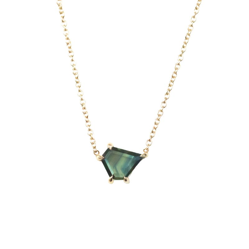 1.06ct Geo Sapphire Necklace in 14k Yellow Gold