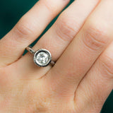 0.84ct Old European Cut Antique Diamond in Chunky Platinum Bezel Ring - Recycled