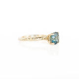 1.87ct Round Montana Sapphire Ring with V Gallery - 14k Yellow Gold Evergreen