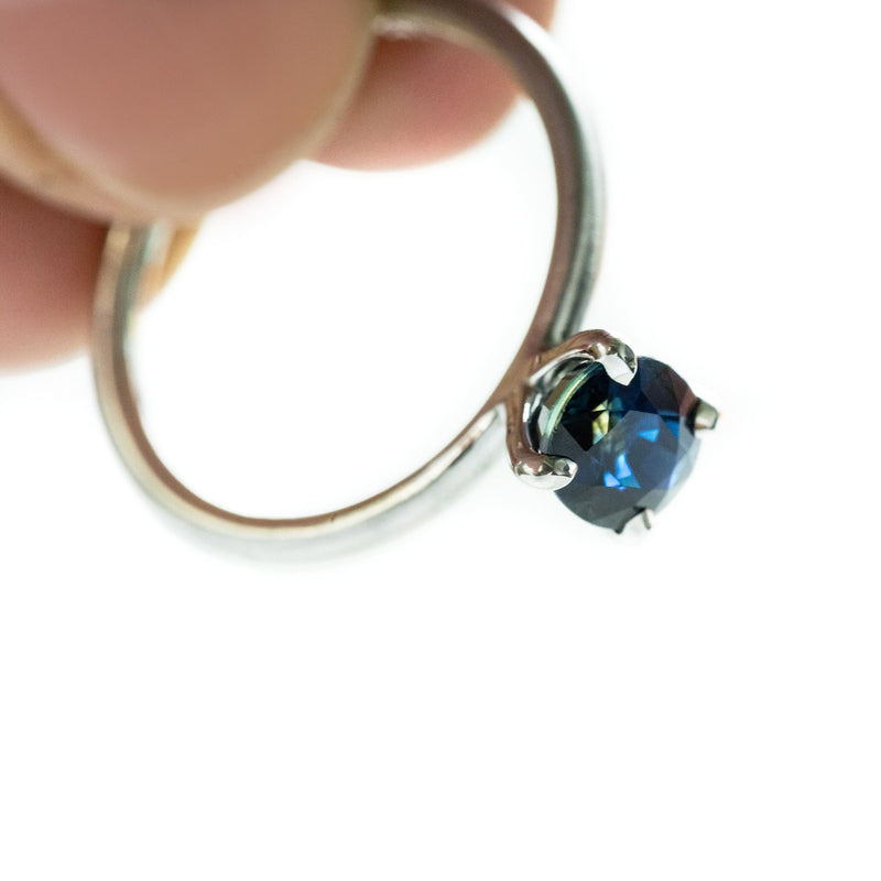 1.32ct Blue Oval Sri Lankan Sapphire Satin White Gold Ring by Anueva Jewelry
