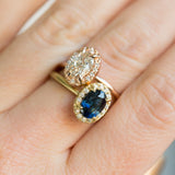 1.44ct Blue Oval Unheated Sapphire Diamond in Halo 18k Yellow Gold Setting