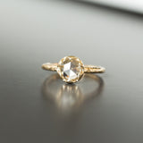 0.90ct Rosecut Diamond 6-Prong Low Profile Ring with Evergreen Textured Band in Yellow Gold