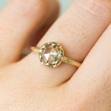 0.90ct Rosecut Diamond 6-Prong Low Profile Ring with Evergreen Textured Band in Yellow Gold
