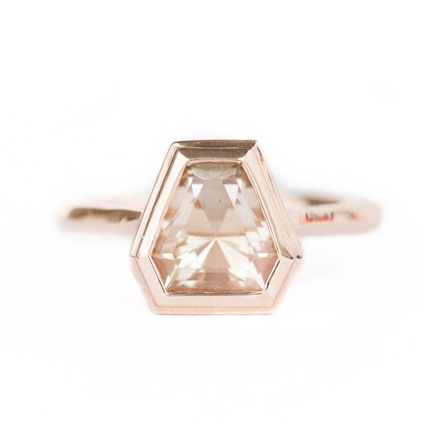 Geometric Sunstone Bezel Set 14k Rose Gold Ring