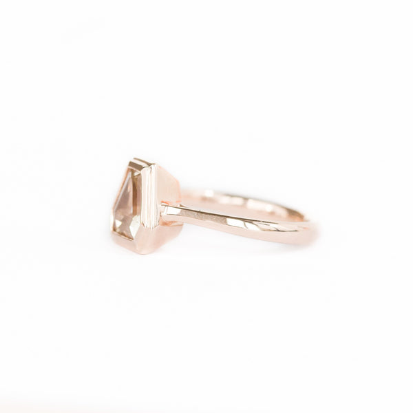 Geometric Sunstone Bezel Set 14k Rose Gold Ring