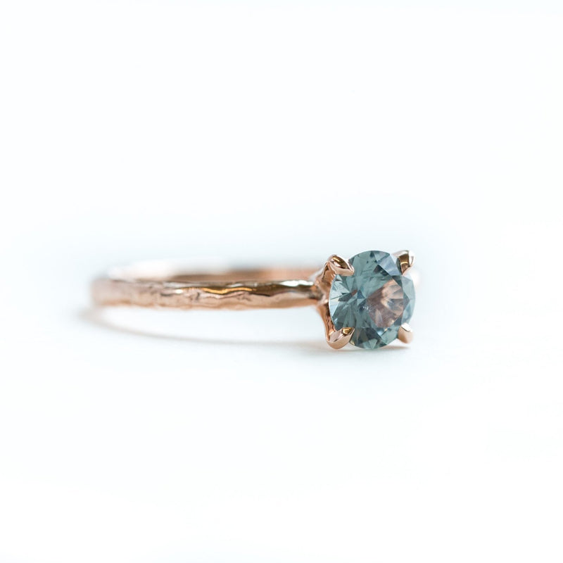 turquoise teal mermaid peacock montana sapphire recycled rose gold gemstone ring