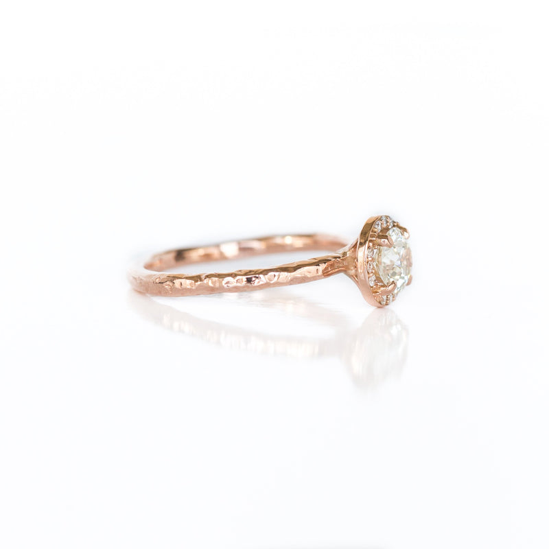 0.60ct Old European Cut Antique Diamond in Rose Gold Halo and Evergreen Band