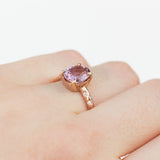2.02ct Purple-Pink Spinel in 14k Rose Gold Low Profile Evergreen Solitaire with Emedded Diamonds