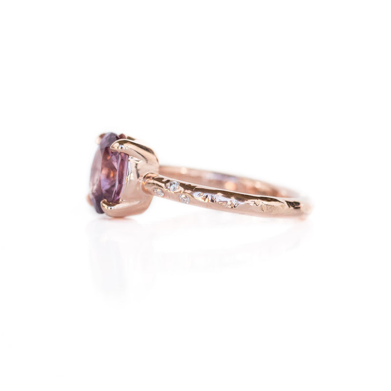 2.02ct Purple-Pink Spinel in 14k Rose Gold Low Profile Evergreen Solitaire with Emedded Diamonds
