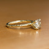 1.73ct Champagne Diamond Solitaire in Evergreen Carved Recycled Yellow Gold