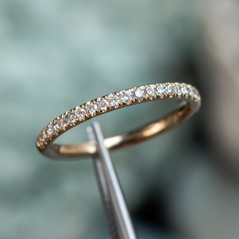 Straight Diamond Wedding Band - French Set Diamond Women\'s Wedding Ban –  Anueva Jewelry