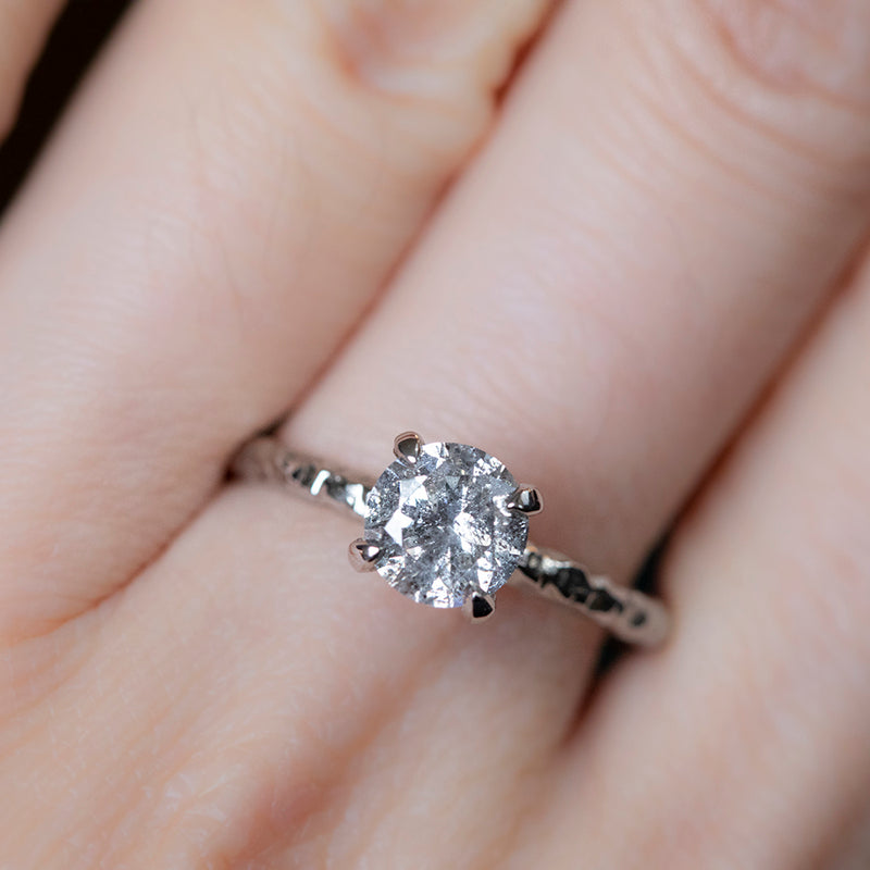 1.00ct Salt And Pepper Diamond Evergreen Solitaire in 14k White Gold