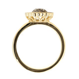 0.80ct Pear Rosecut Diamond and Scalloped Antique Style Halo Ring in 14k Yellow Gold