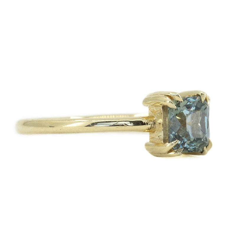 1.03ct Montana Sapphire Grey Purple Brown Radiant Cut Sapphire With Double Prongs in 14k Yellow Gold