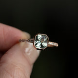 1.91ct Radiant Cut Sapphire Bezel with French Set Diamonds in 14k Rose Gold