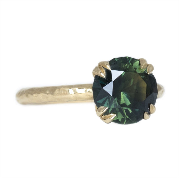 3.60ct Round Australian Sapphire Evergreen Double Pronged Solitaire in 14k Yellow Gold