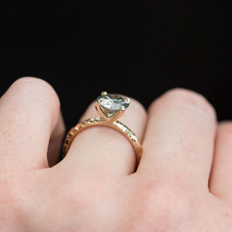 Ready-to-Ship Grey Moissanite Evergreen Solitaire in 14k