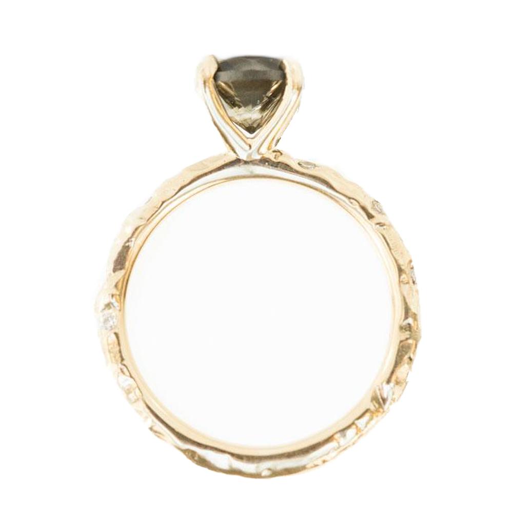 1.72ct Black Diamond in 14k Yellow Gold Evergreen Setting with Embedde ...
