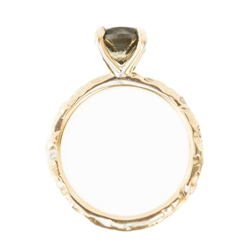 1.72ct Black Diamond in 14k Yellow Gold Evergreen Setting with Embedded Diamonds