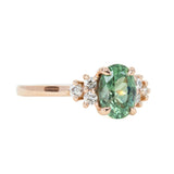 1.63ct Green Teal Montana Sapphire and Diamond Cluster Ring in 14k Rose Gold