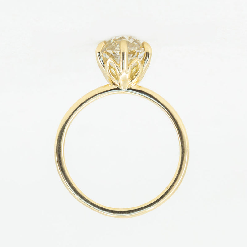 2.15ct Antique Old Mine Cut Diamond in 18k Yellow gold Lotus Six Prong Solitaire