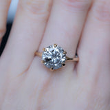 3.52ct Round Salt And Pepper Diamond Six Prong Split Shank Solitaire In 14k Yellow Gold