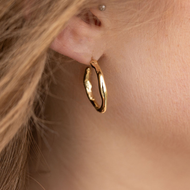 Alluvial Hoop Earrings In Solid 14k Recycled Gold
