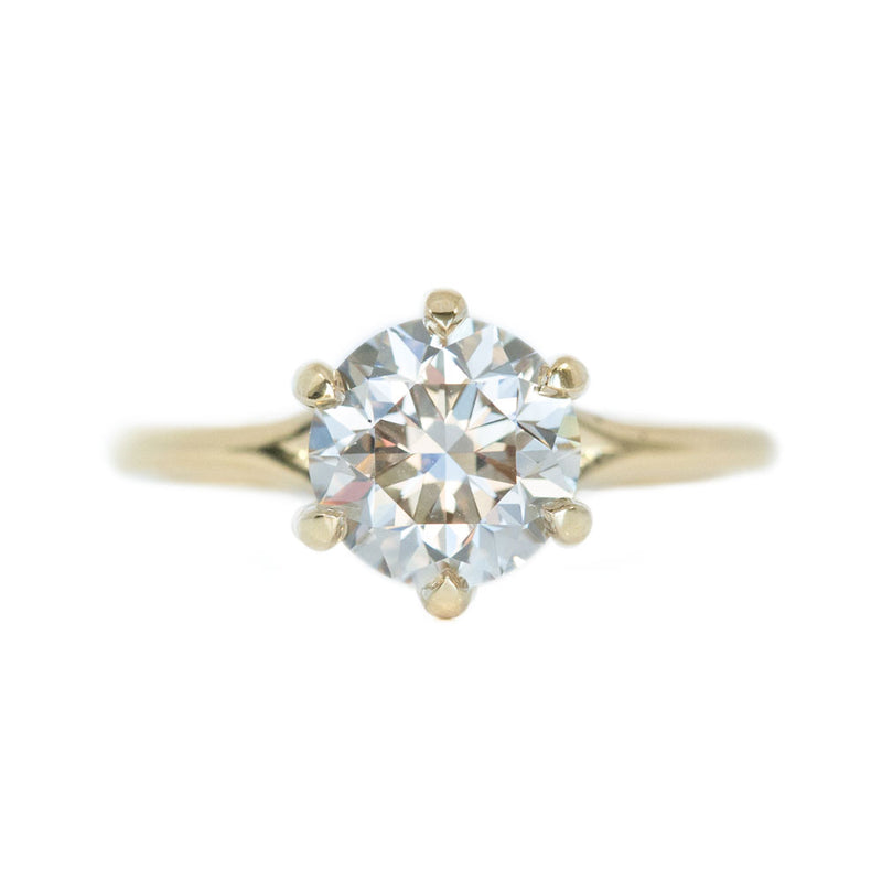 2.03ct light champagne diamond six prong ring in 18k yellow