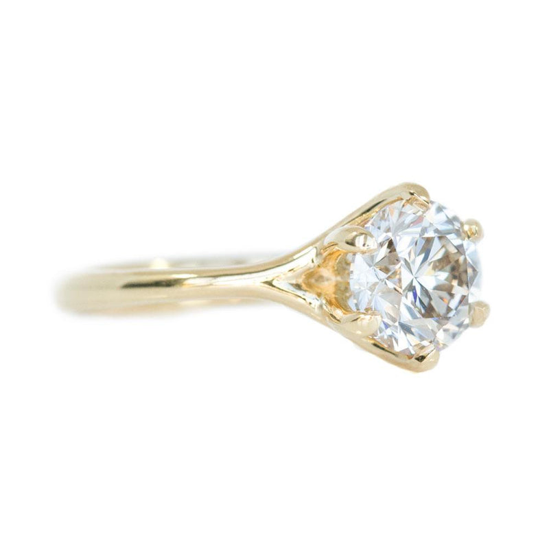 2.03ct light champagne diamond six prong ring in 18k yellow