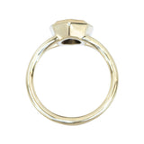 1.74ct Bezel Set Geometric Oval Sapphire Split Shank Ring in 18k Yellow Gold