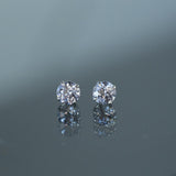 1.52ctw Round Grey Spinel Stud Earrings in White Gold
