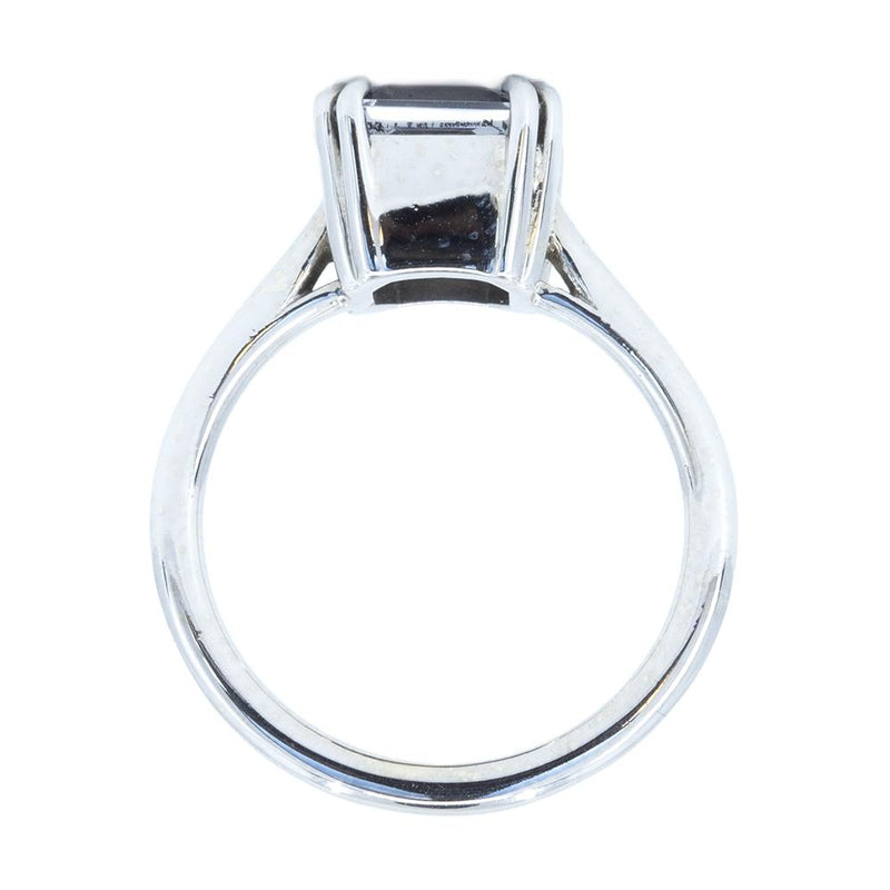 2.12ct Emerald Cut Grey Spinel Solitaire with Double Prongs in White Gold