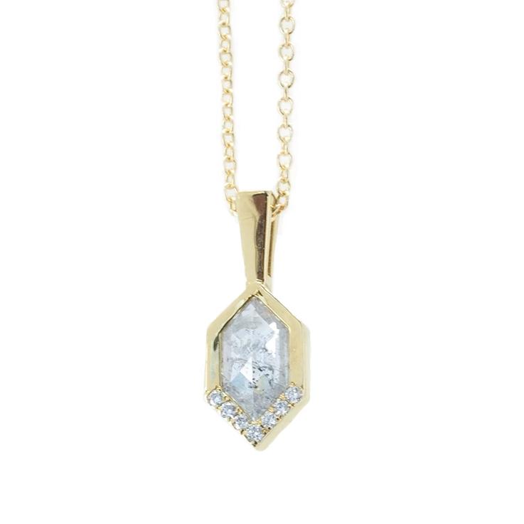 0.81ct Rosecut Salt and Pepper Diamond Necklace in 14k Yellow Gold