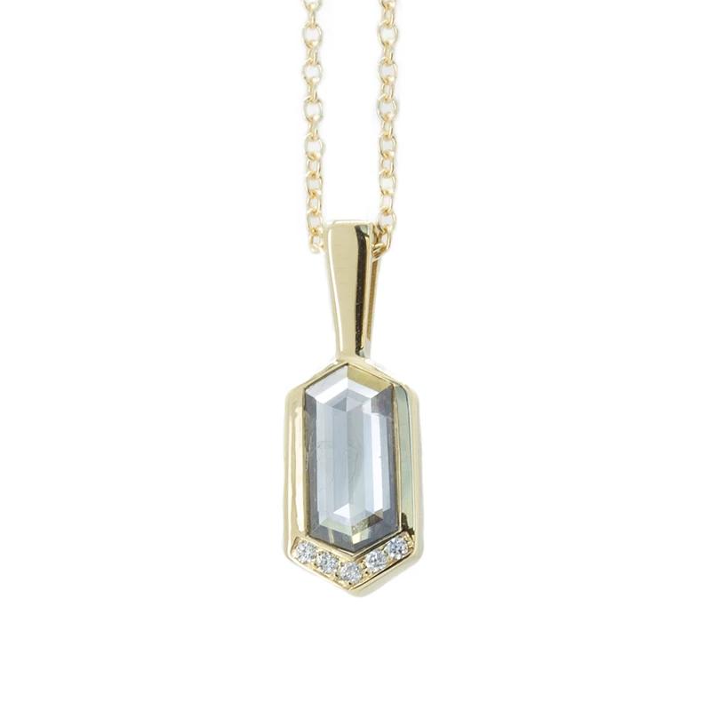 0.68ct Grey Rosecut Diamond Necklace in 14k Yellow Gold