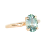 2ct Oval teal green Montana Sapphire Ring in 18k Rose Gold Alluvial Solitaire