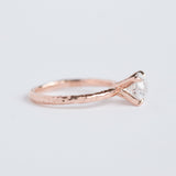 salt and pepper diamond solitaire ring, recycled rose gold in handmade carved ring band