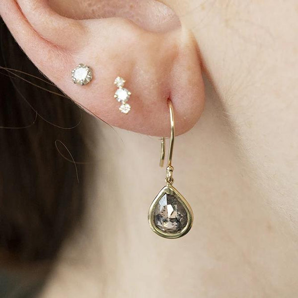 Pear Rosecut Diamond Dangle Earrings in 14k Yellow Gold