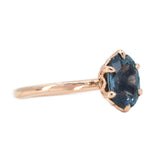 2.08ct Oval Silvery Teal Blue Montana Sapphire Lotus Six Prong Solitaire In 14k Rose Gold
